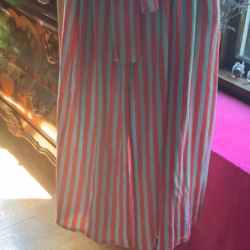 SOLD - Guy Laroche Vintage Cotton Striped Front Slit Skirt - Picture 3 of 4